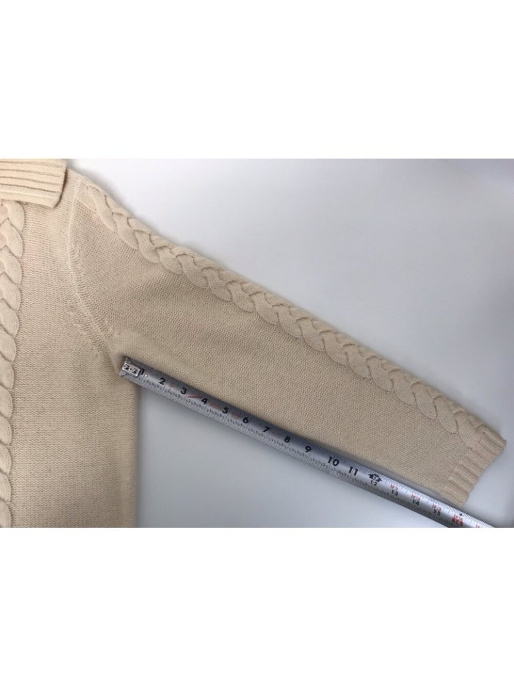 Pendleton 100% Lambswool Full Zip Cable Knit Ladies Sweater Cream Size Small - Picture 10 of 13